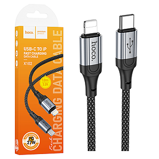 Кабель Type-C-Lightning Hoco X102 (27W/1м) чорно-сірий, кабель для зарядки iPhone Type-C