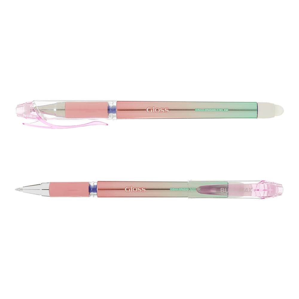 Ручка гелева "Пиши-стирай" GLOSS 0.5мм, перлинний корпус з резиновим грипом, синій, фото 1