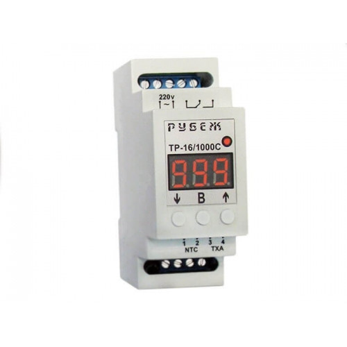 Терморегулятор на DIN-рейку "RUBEZH" ТР-16/1000, 16 А, -99 - 999 °C, 3,5 кВт, без датчика