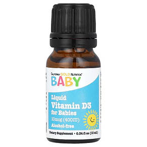 Вітамін D3 Рідкий для дітей 10 мкг 400 МО California GOLD Nutrition США, фото 4