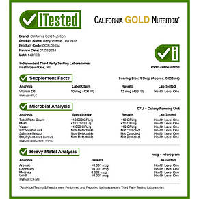 Вітамін D3 Рідкий для дітей 10 мкг 400 МО California GOLD Nutrition США, фото 5