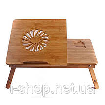 Столик для ноутбука з бамбука UFT T25 з вентилятором та підставкою для чашки, фото 4