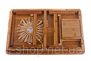 Столик для ноутбука з бамбука UFT T25 з вентилятором та підставкою для чашки, фото 5