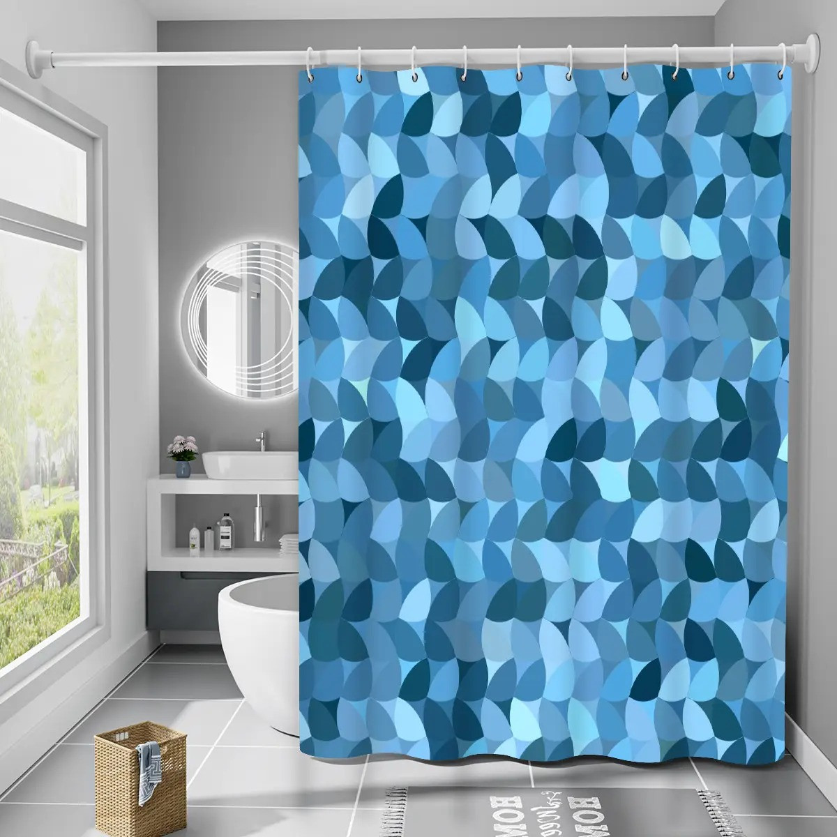 Шторка для ванної та душу з кільцями Bathlux 180x180 см водовідштовхувальна, якісна шторка для ванни, фото 1
