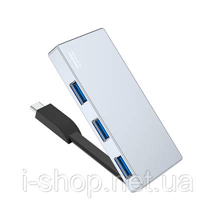 USB-адаптер 6 в 1 HUB з вбудованим шнуром Type-C VOKAMO HT2, фото 1