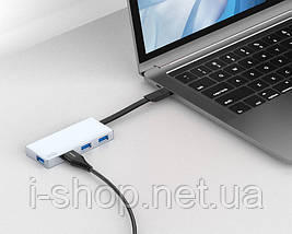 USB-адаптер 6 в 1 HUB з вбудованим шнуром Type-C VOKAMO HT2, фото 3