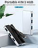 USB-адаптер 6 в 1 HUB з вбудованим шнуром Type-C VOKAMO HT2, фото 6