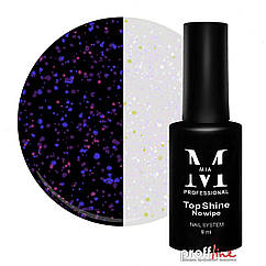 Декоративний топ для гель-лаку Mia-M Professional Top Shine №2 з синіми та рожевими пластівцями Юкі, 9 мл