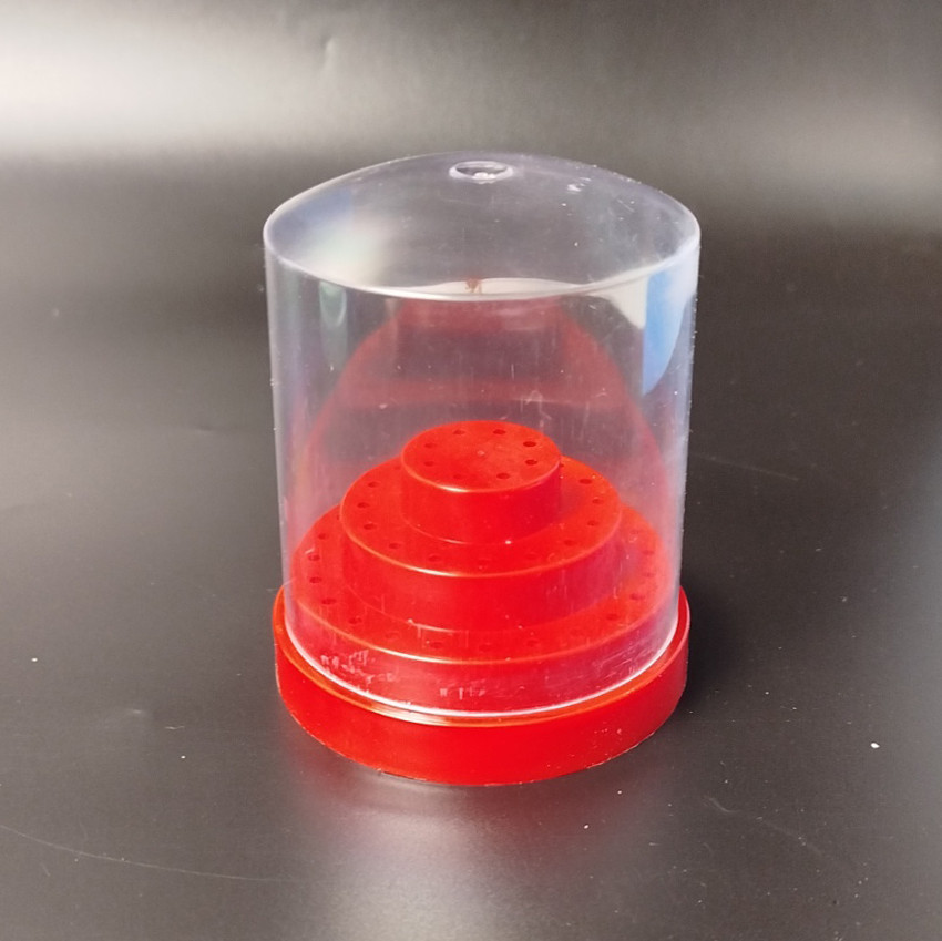 Підставка для фрез триярусна з кришкою, 48 комірок, Червона, фото 1