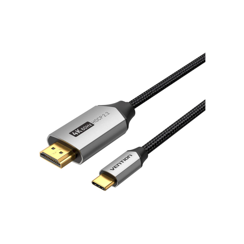 Кабель Type-C/HDMI 1.5 m Vention (CRBBG) сірий (блістер)