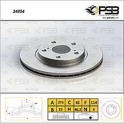 Диск торм. передній Toyota Prius Plus, LEXUS HS, Rav 4 III, Rav 4 IV "Вентилир." [ PSB ] 4351242040