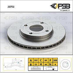 Диск торм. передній Ford Fiesta VII "Вентилір." [ PSB ] H1BC1125A1A