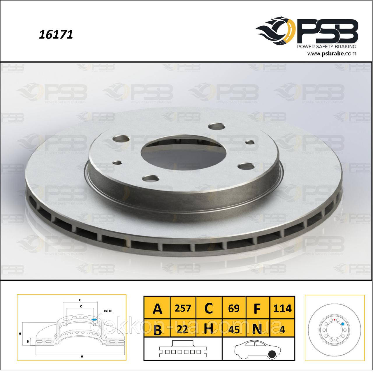 Диск торм. передній HYUNDAI Sonata II, Sonata IV, Sonata III, NISSAN Bluebird "Вентилир." [ PSB ] 5171233001