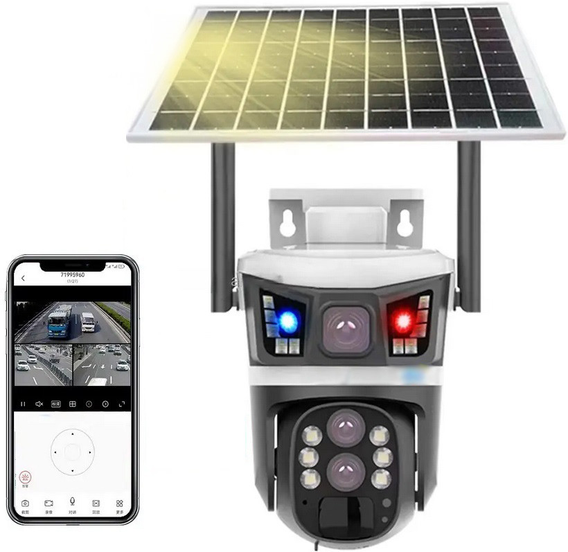 IP-камера P10 4G 2.0 Мп із віддаленим доступом вулична із сонячною панеллю (v380)