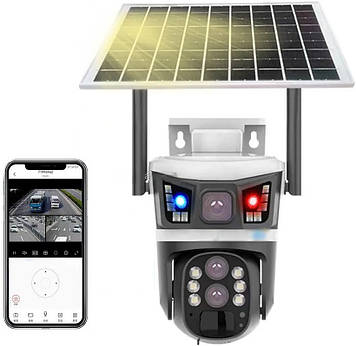 IP-камера P10 4G 2.0 Мп із віддаленим доступом вулична із сонячною панеллю (v380)