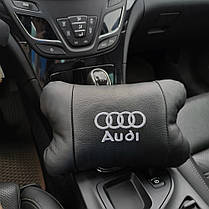 Набір автодушки 2 шт. на підголівник Audi/Ауді з натуральної шкіри чорна/підголівник у машину, фото 5