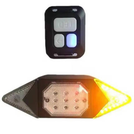 Велофонар LY-6700 із зазначенням поворотів (red+yellow+blue), waterproof, що м'яко звучить велоліхтар, фото 1