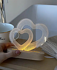 Нічник Два серця для закоханих подарунковий світильник для близької людини 13*16 см, фото 2