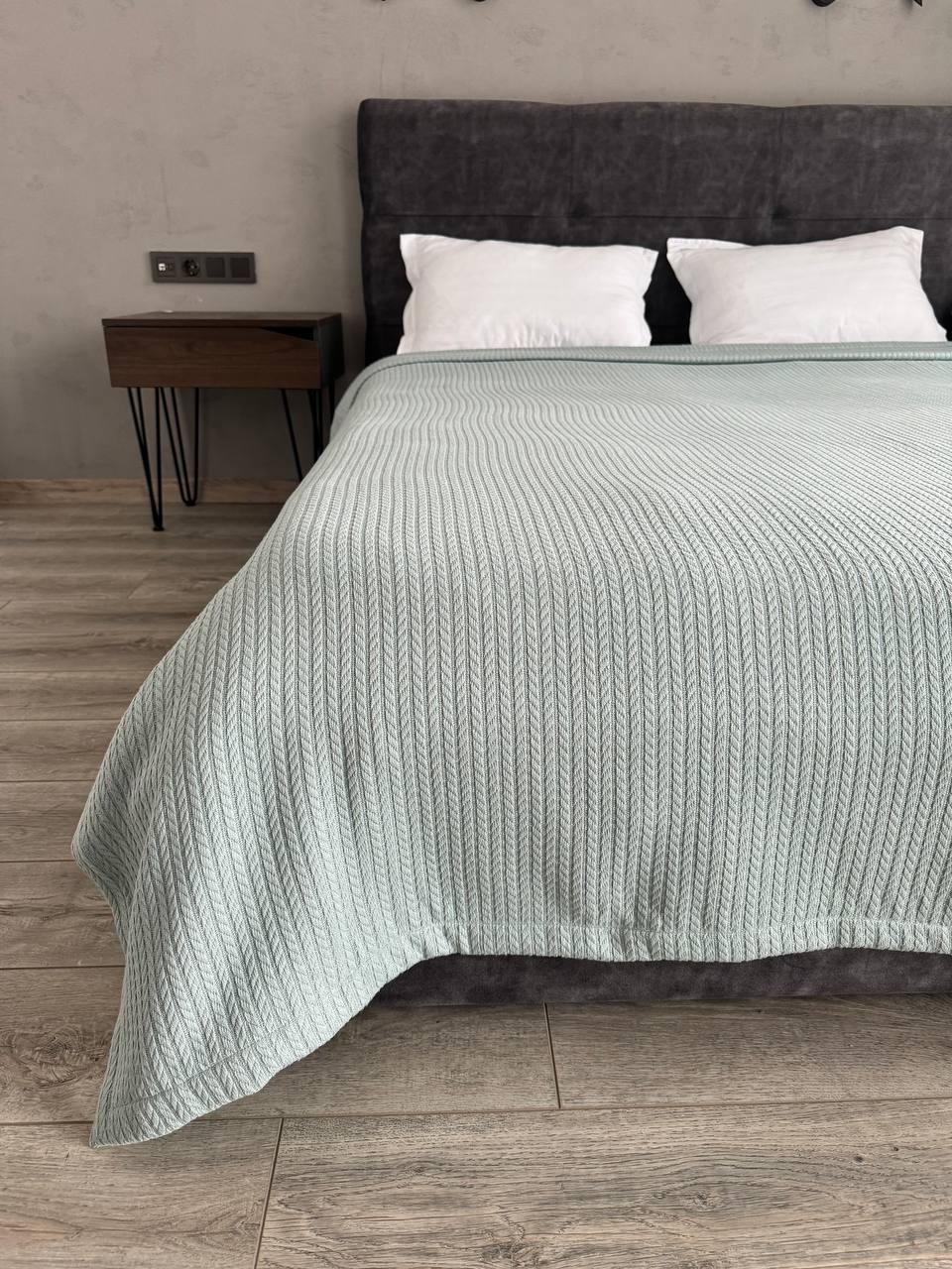 Плед покривало косичка, 100% cotton, м'ята колір (Розміри і кольори в асортименті)