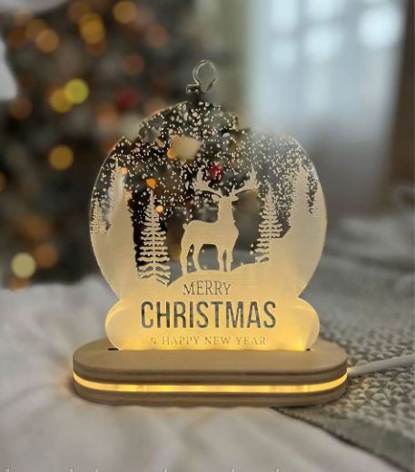 Ночник Новорічна куля подарунковий новорічний світильник Merry Christmas 12*10 см