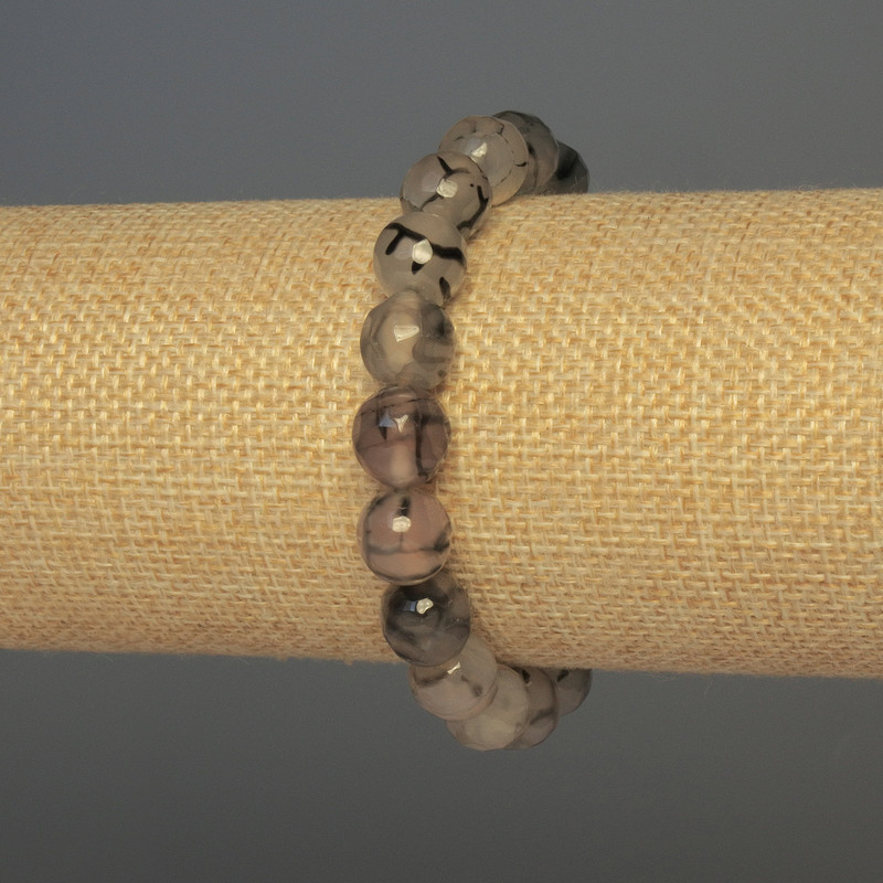 Браслет Агат Вени Дракона гранована кулька d-10мм+- L-18см+- стрейч, фото 1