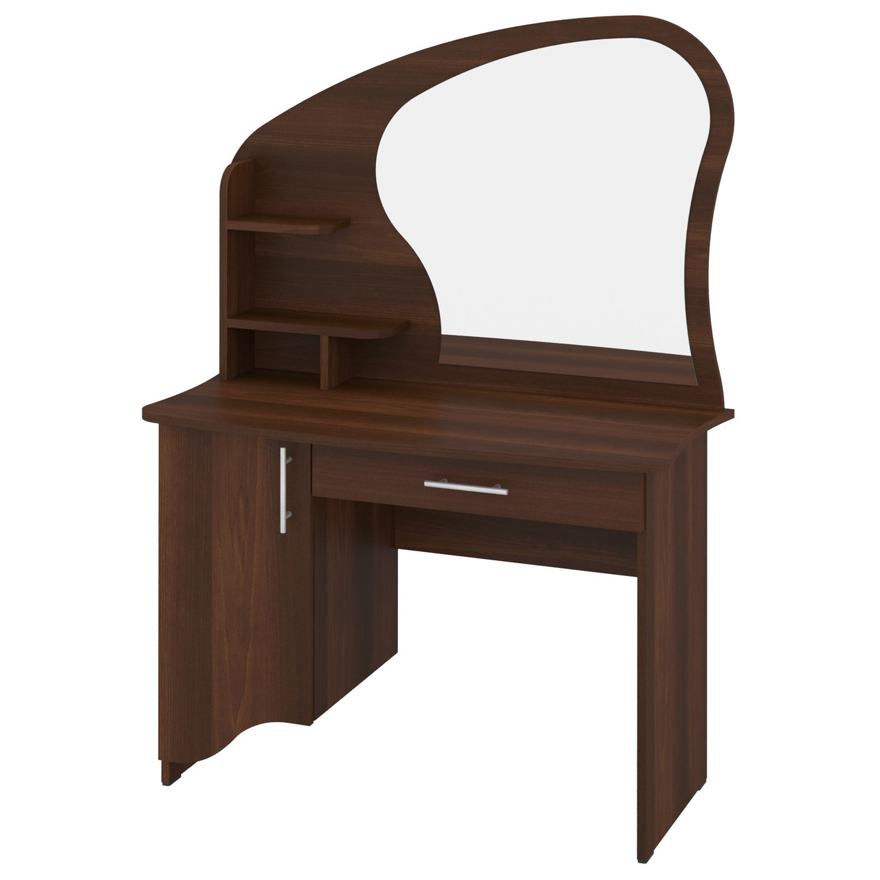 Трюмо фігурне з ящиком та полицями 3 Горіх (100х45х137) Пєхотін, фото 1