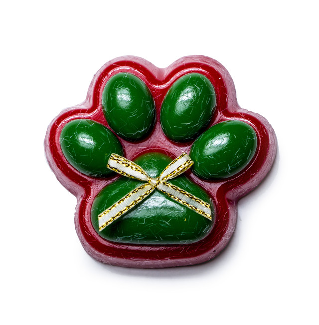 Іграшка-антистрес Сквіш ТапоЛапка Лапка Новорічна з ворсинками зелена-червона