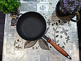 Сковорода чавунна (сотейник) з дерев'яною ручкою, d=200 мм, h=54 мм, фото 3