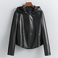 Жіноча шкіряна куртка з капюшоном. (2222)
