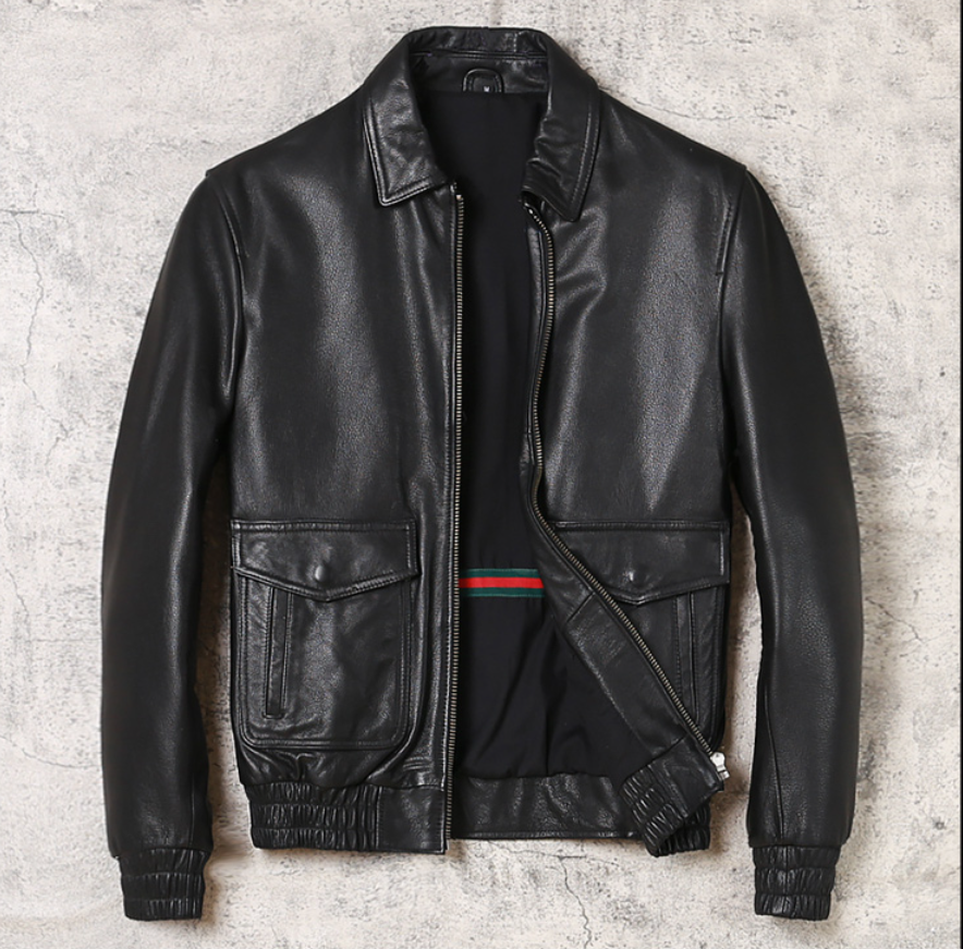 Чоловіча шкіряна куртка Urban на манжетах. (1140), фото 1