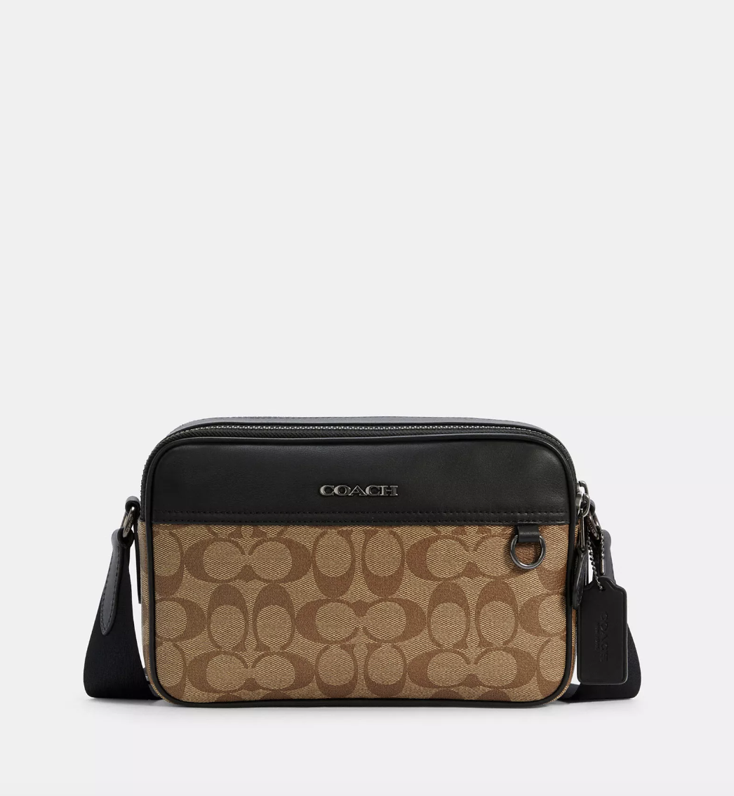 Чоловіча шкіряна сумка Coach Graham Crossbody In Signature Canvas. (388)