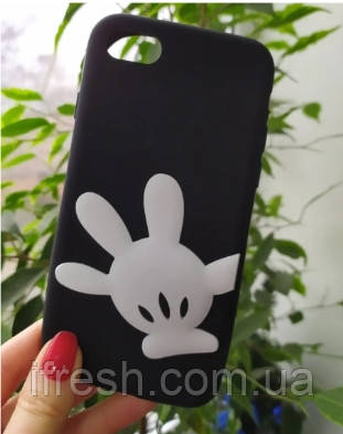 Силіконовий чохол для iPhone SE 2022/2020/8/7 - 3D Долонька, Чорний, фото 1