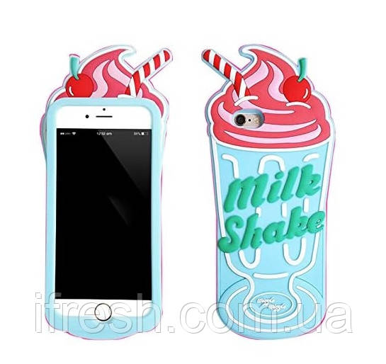 Силіконовий чохол для iPhone SE 2022/2020/8/7 - Milk Shake (Коктейль), Блакитний, фото 1