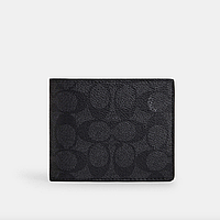 Гаманець чоловічий шкіряний Coach Signature Canvas Чорний. (0487)