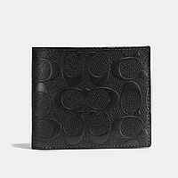 Гаманець чоловічий шкіряний Coach In Signature Leather Чорний. (0488)