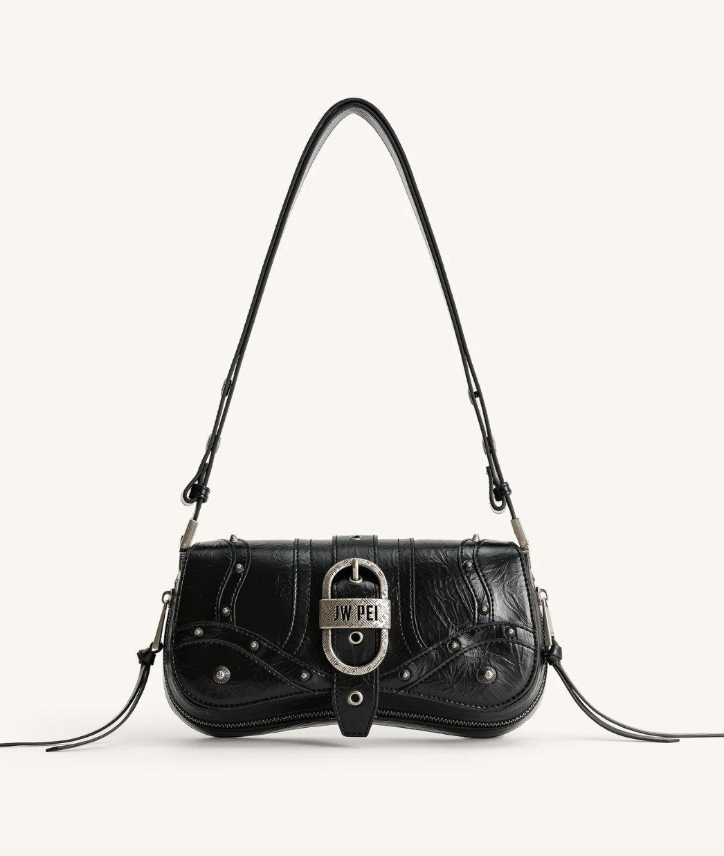 Жіноча сумка JW PEI JOY CRUSHED SHOULDER BAG - BLACK. (0128)