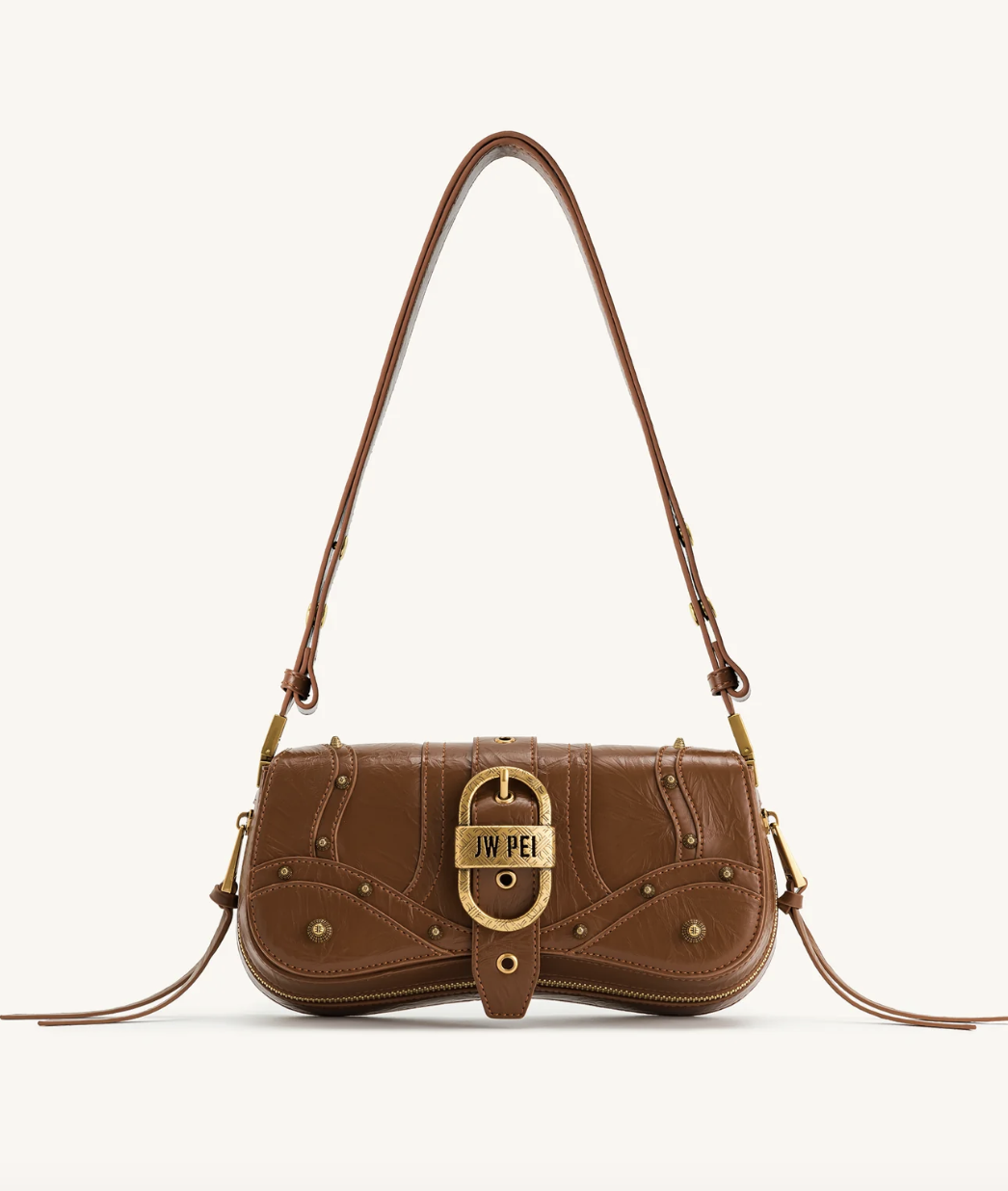 Жіноча сумка JW PEI JOY CRUSHED SHOULDER BAG - BROWN. (0130)