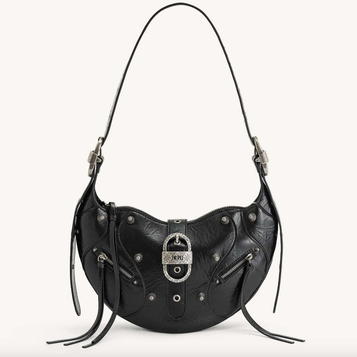 Жіноча сумка JW PEI Tessa Crushed Shoulder Bag Black. (0136)