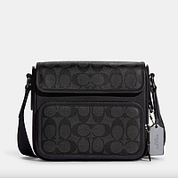 Сумка чоловіча шкіряна Coach Sullivan Flap In Signature Canvas Чорний.  (295)