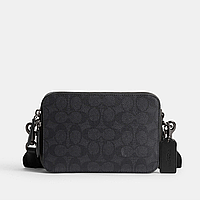 Чоловіча шкіряна сумка Coach Charter Crossbody 19 In Signature Canvas Чорний. (097)