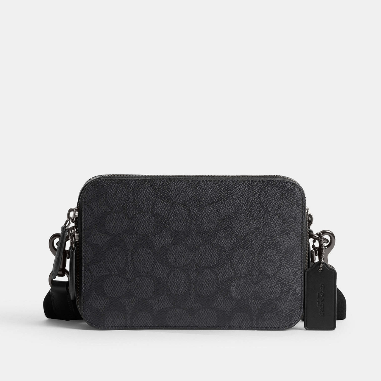 Чоловіча шкіряна сумка Coach Charter Crossbody 19 In Signature Canvas Чорний. (097), фото 1