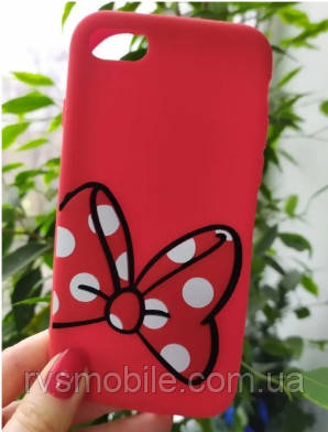 Силіконовий чохол для iPhone SE 2022/2020/8/7 - 3D Бант, Червоний