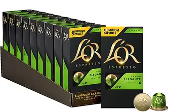 Nespresso капсули L'OR Lungo Elegante ящик 10 уп Франція Неспресо 100 капсул Льор