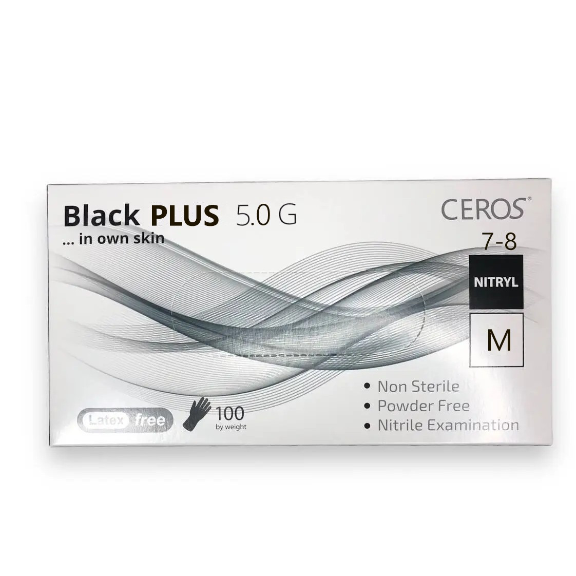 Рукавички нітрилові CEROS Black PLUS 5.0G 100 шт (50 пар), M