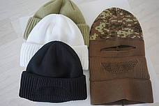 Шапка-балакалава акрилова на флісі 2в1 з отворами для відведення вологи ЧОРНИЙ ОЛИВА ПІКСЕЛЬ БІЛИЙ