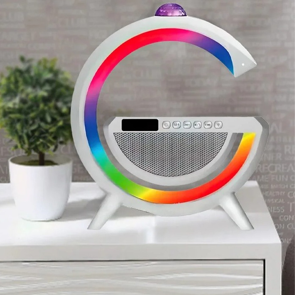 Нічник із бездротовою зарядкою та Bluetooth колонкою з USB, G2388A / RGB лампа / Акумуляторний світильник, фото 1