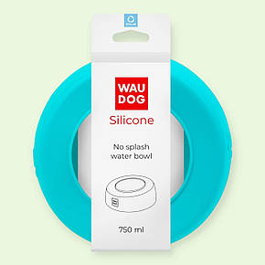 Миска-непроливайка для домашніх тварин, собак та котів, WAUDOG Silicone блакитна, 750 мл 50782, фото 1