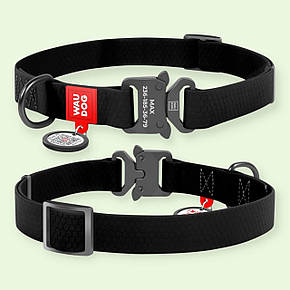 Нашийник для собак WAUDOG Waterproof, водостійкий, з QR паспортом, 25 мм, чорний L (34-49 см) (27861), фото 1