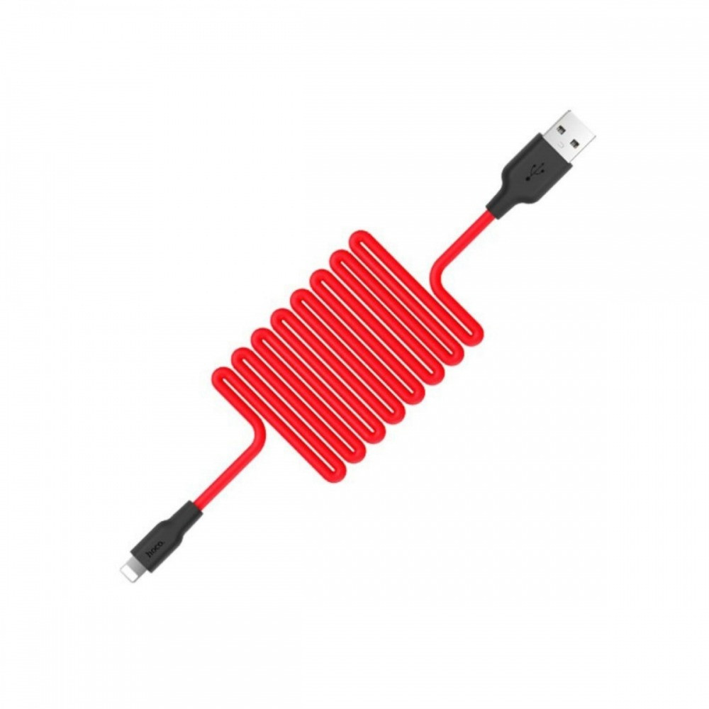 Кабель для айфону Hoco X21 Plus Silicone Lightning Чорно-Червоний, шнур для заряджання айфону, дріт айфон, фото 1