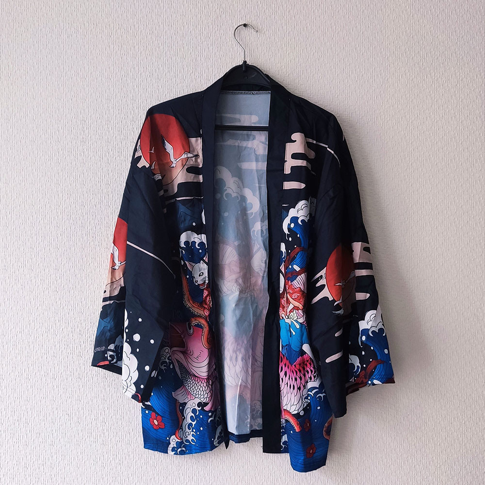 Повсякденне кімоно-кардиган у східному стилі "Приборкавши хвилі", фото 1